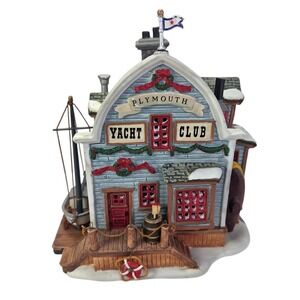 Lemax Plymouth Yacht Club Lighted Christmas Village Decor Boat Nautical Box Read